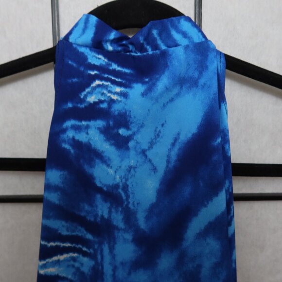 West African Vibrant Blue Tie-Dye Halter Neck Backless Sundress One Size NWOT - Picture 5 of 16